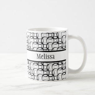 Mug Retro blanc et noir, Motif de cercles de chevauche
