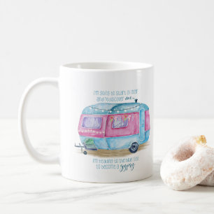 Mug Rétro bleu Glamper rose et blanc de   de caravane