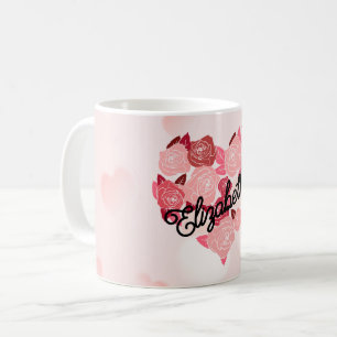 Mug Retro Boho Floral I Heart Nom calligraphie texte