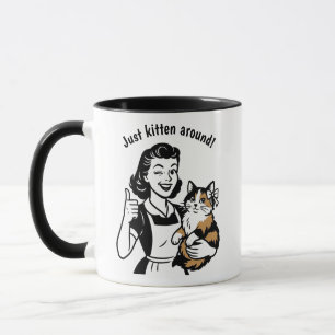 Mug Retro Calico Cat les années 50 Femme Cadeau