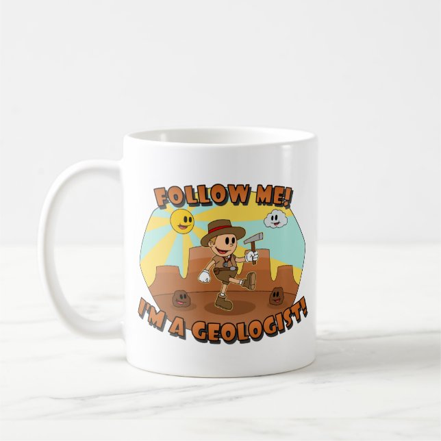 Mug Retro Cartoon - Suivez-Moi ! Je suis géologue ! (Gauche)
