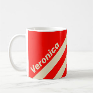 Mug Rétro Cerise Trois Bandes avec Nom