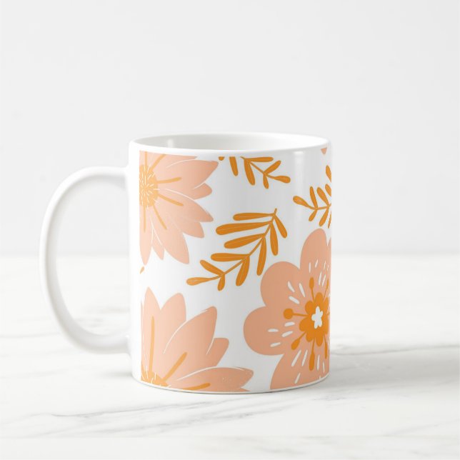 Mug Retro Chic Peach Fuzz Floral Whimsical Y2K (Gauche)