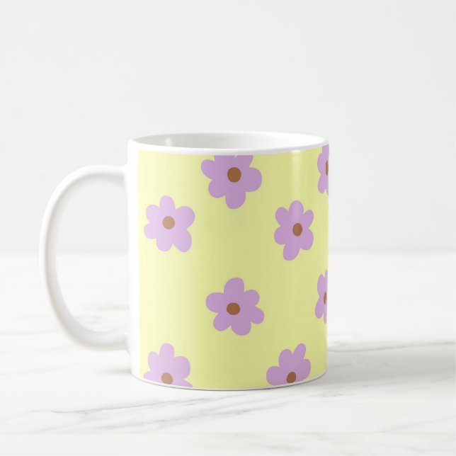 Mug Retro Chic Purple Jaune Floral Funky Y2K (Gauche)