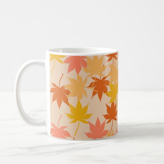 Mug Retro Chic Terracotta Orange Feuilles d'érable Aut (Gauche)