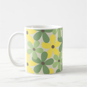 Mug Retro Chic Vert Jaune Floral Funky Y2K