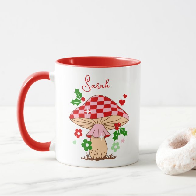 Mug Retro Christmas Disco Ball Champion (Avec donut)