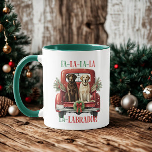 Mug Retro Christmas Truck Labrador Chien Café