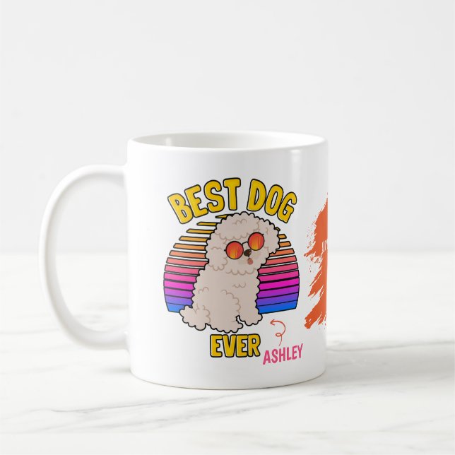 Mug Retro Colorful Funny Poodle Chien (Gauche)