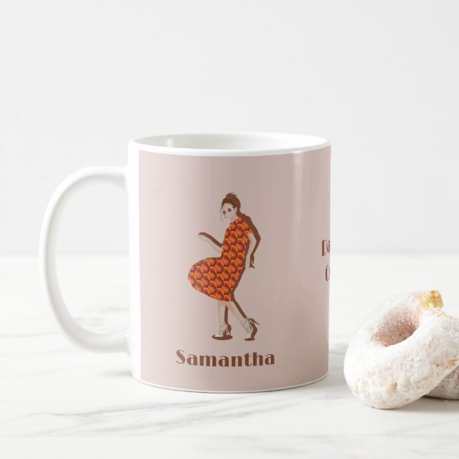 Mug Retro Dancing Queen Orange Nom personnalisé (Avec donut)
