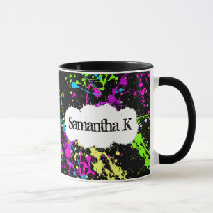 Mug Rétro éclaboussure au néon fraîche de peinture
