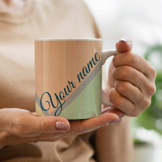 Mug Rétro élégant bloc de couleurs pastel écriture Nom