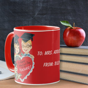 Mug Retro Enseignant Vintage de la Saint Valentin sur