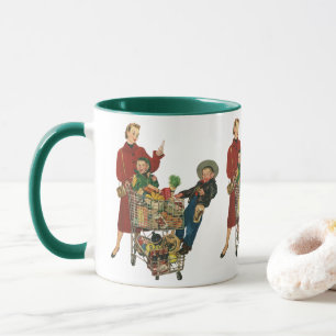 Mug Retro Famille, Maman et Enfants, Panier