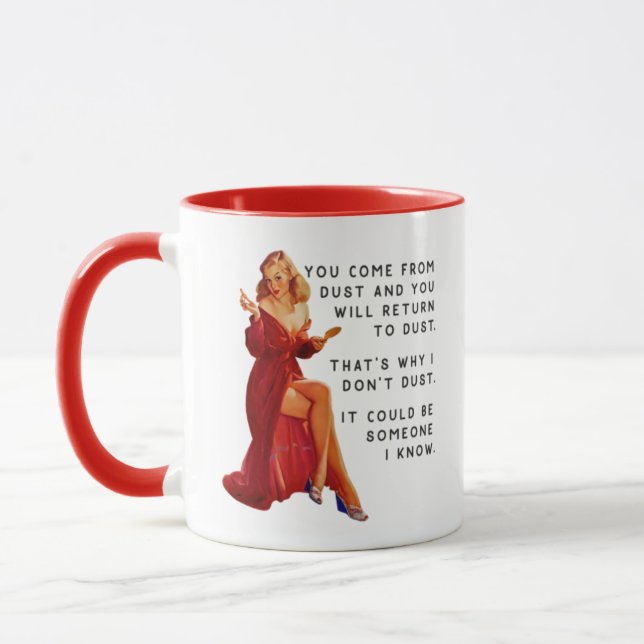 Mug Rétro femme de ménage Sagesse poussière à la pouss (Gauche)