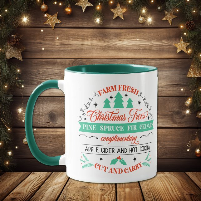 Mug Retro frais coupe arbres de Noël Annonce (Créateur téléchargé)