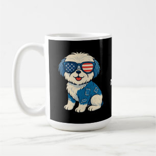 Mug Retro Funny Denim Patch mignonette chien animal de