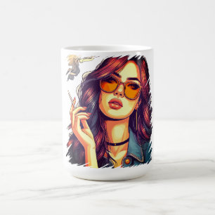 Mug Retro Girl avec lunettes de soleil