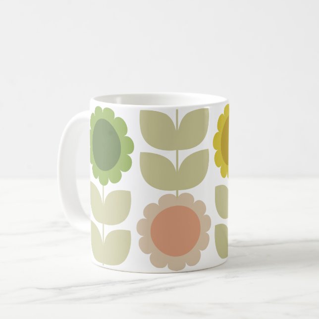 Mug Retro Groovy Summer Flowers Stems (Devant gauche)