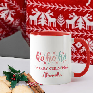 Mug Retro Ho Ho Ho Merry Christmas Custom Name