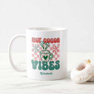 Mug Retro "Hot Cocoa Vibes" Noël personnalisé