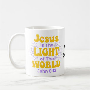 Mug Rétro Jésus est la lumière du monde Jean 8 12 