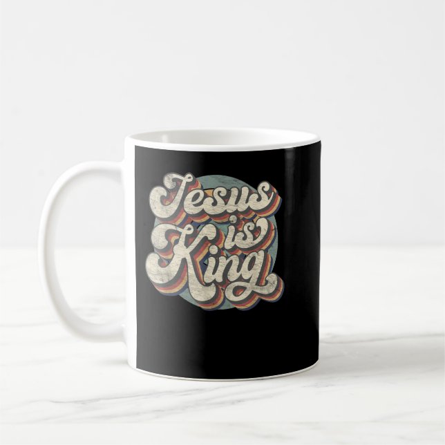 Mug Retro Jésus Est Le Roi Bible Chrétienne Hommes Rel (Gauche)