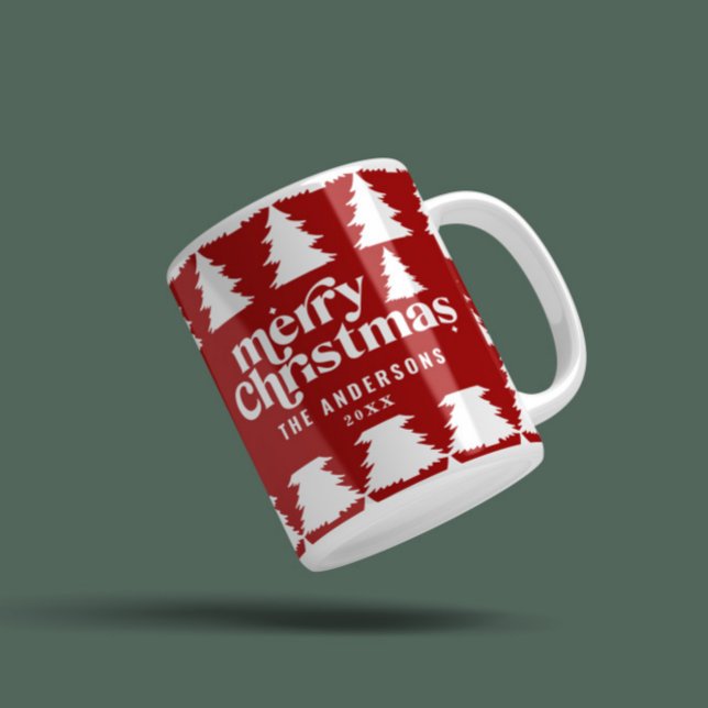 Mug rétro Joyeux Noël élégant arbre de vacances (Créateur téléchargé)