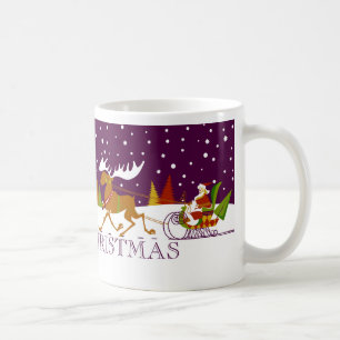Mug Retro Joyeux Noël Père Noël & Reindeer