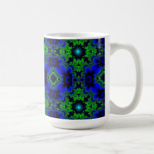 Mug Retro Margeriten u. Sterne Artdeco in grün blau
