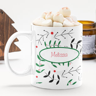 Mug Retro Noël vert mignon hiver personnalisé