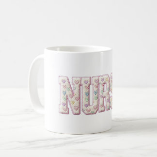 Mug Retro Nurse Valentine , Faux Yarn Heart Coquette