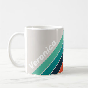 Mug Rétro Océan Rayé de Rainbow avec Nom