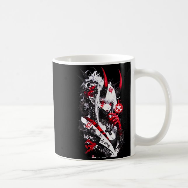 Mug Retro Okami Girl Basic Japan Style Fox Cute Cool M (Droite)