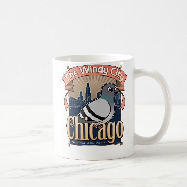 Mug Rétro pigeon de Chicago (Droite)