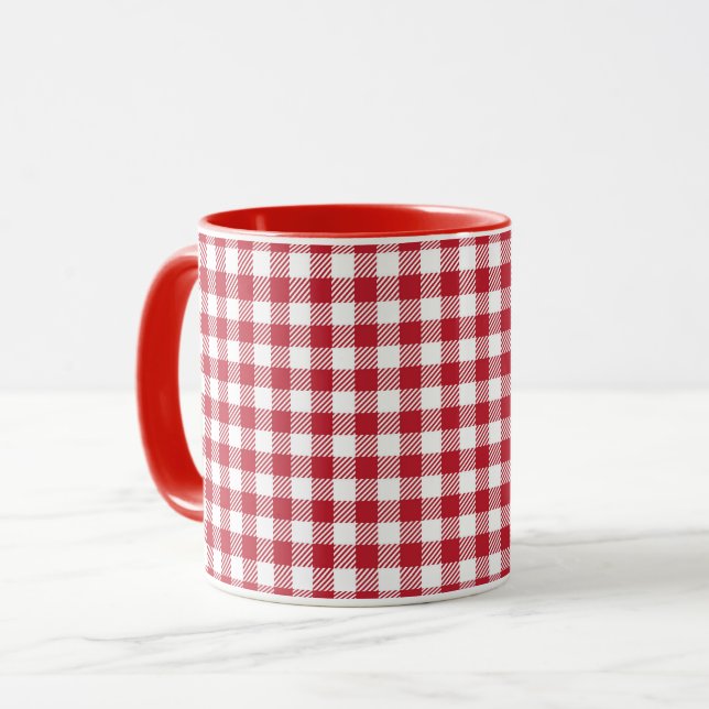 Mug Retro Red Picnic Check Farmhouse Design (Devant gauche)