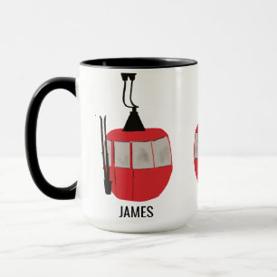 Mug Retro Red Ski Gondola Lift Personnalisé