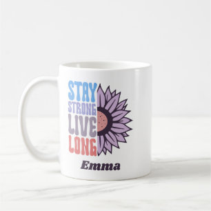 Mug Rétro Reste Fort Vis Longtemps Tournesol Positif