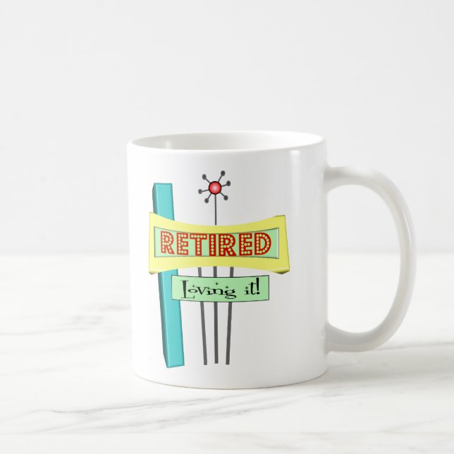 Mug Rétro "s'est retiré" et "l'aimant " (Droite)