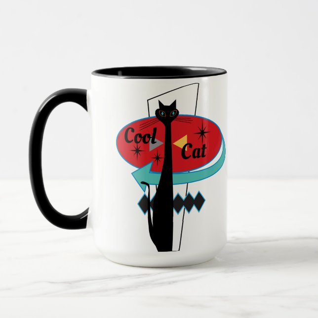 Mug Rétro signe atomique de chat de cool d'ère de MCM (Gauche)