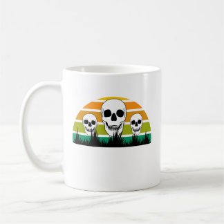 Mug Retro Skull Black Grass Ophiopogon Gothic Garden