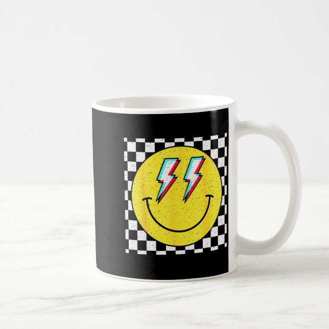 Mug Retro Smile Face Checkered Pattern Preppy Happy Fa (Droite)