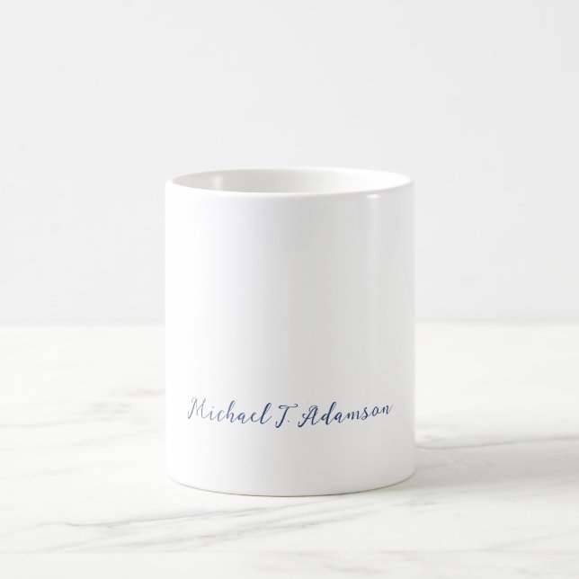 Mug Retro Style Elegant Plain White Calligraphy Name (Centre)