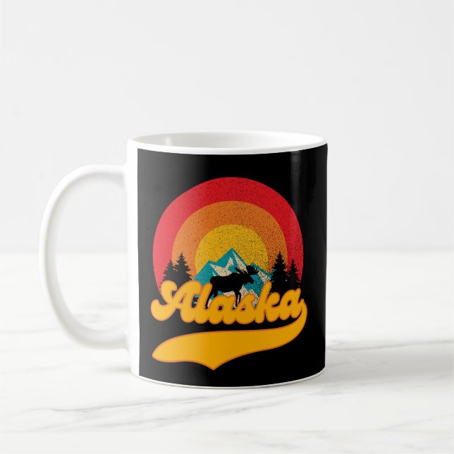 Mug Retro Sunset Alaska Juneau Moose 0Montagnes Wild (Gauche)