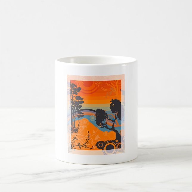Mug Retro Sunset Forest Paysage Abstrait (Créateur téléchargé)
