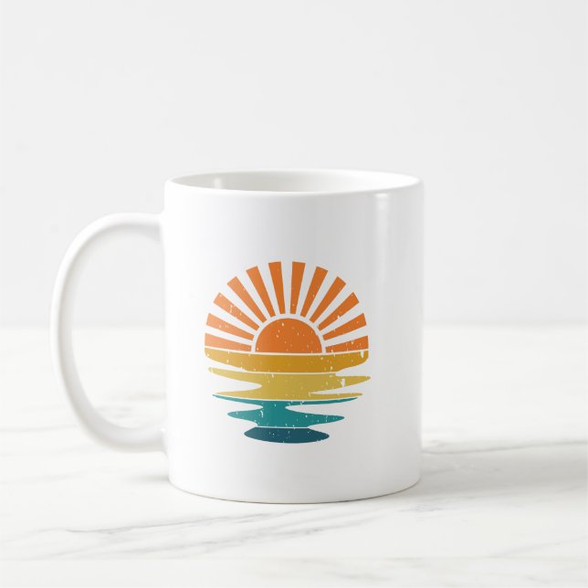 Mug Retro Sunset Rays Wavy, Retro Summer Sunset (Gauche)