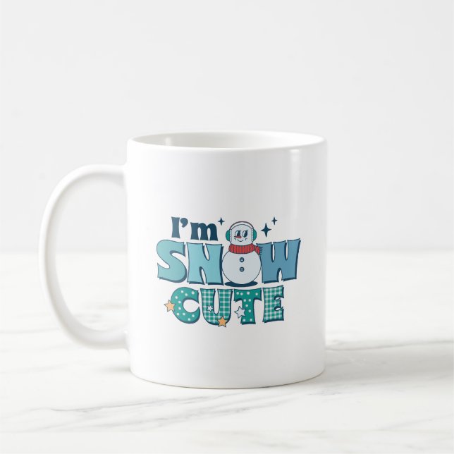 Mug Retro Turquoise Je suis Snow mignonne Winter Snowm (Gauche)