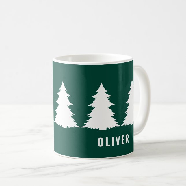 Mug Retro Vert Noël Moderne Minimal unique (Devant droit)