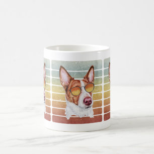 Mug Rétro Vintage Coucher de soleil Podengo Portugais