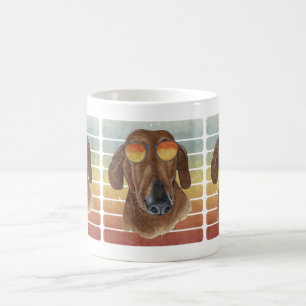 Mug Rétro Vintage Coucher de soleil Rouge Dachshund Ma
